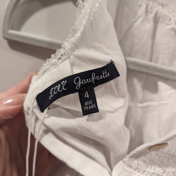 NWT Lili Gaufrette Girls Size 4 White Cotton Summer Dress with Button Back - Picture 3 of 6